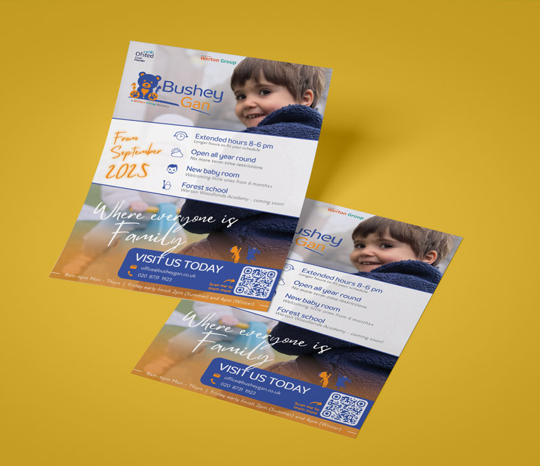 Bushey Gan Nursery Flyer logo